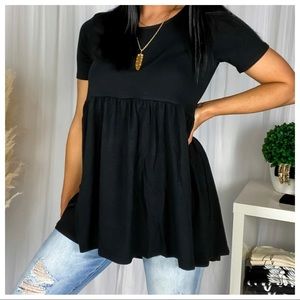 Leala Short sleeve Boho Sheering Tunic Top